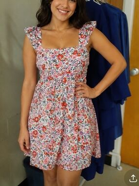 4/$20 Floral Square-Neck Sundress in Multi Pink